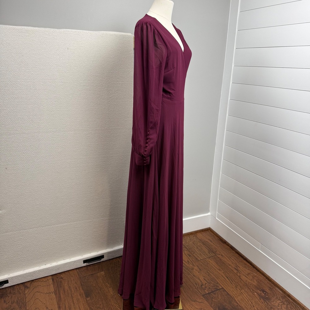 Lulus My Whole Heart Maxi Wrap Dress Long Sleeve Chiffon Formal Size L - Picture 4 of 13